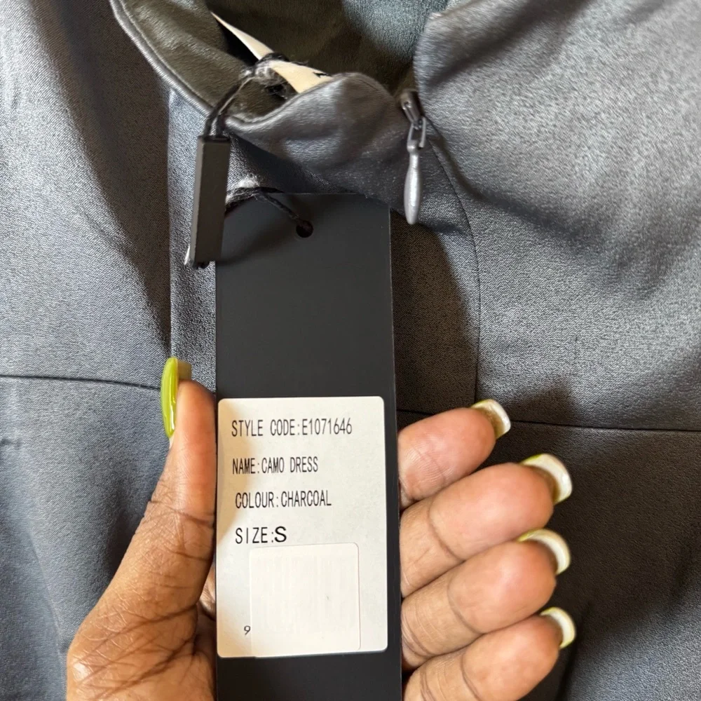 Elliatt x REVOLVE Camo Satin Dress in Charcoal NWT